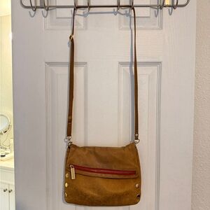 Hammitt Tan Crossbody Bag with Red Zipper